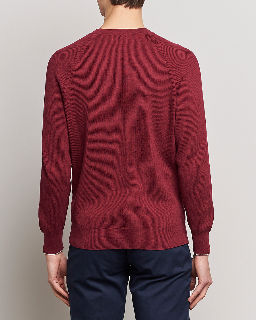 Herre | Gensere | Brunello Cucinelli | Rib Stitch Crew Neck Sweater Burgundy
