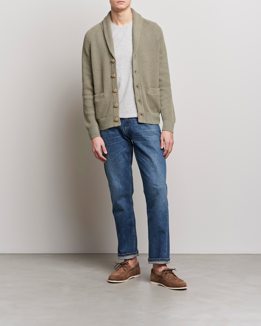 Herre | Gensere | Brunello Cucinelli | Heavy Rib Cardigan Olive