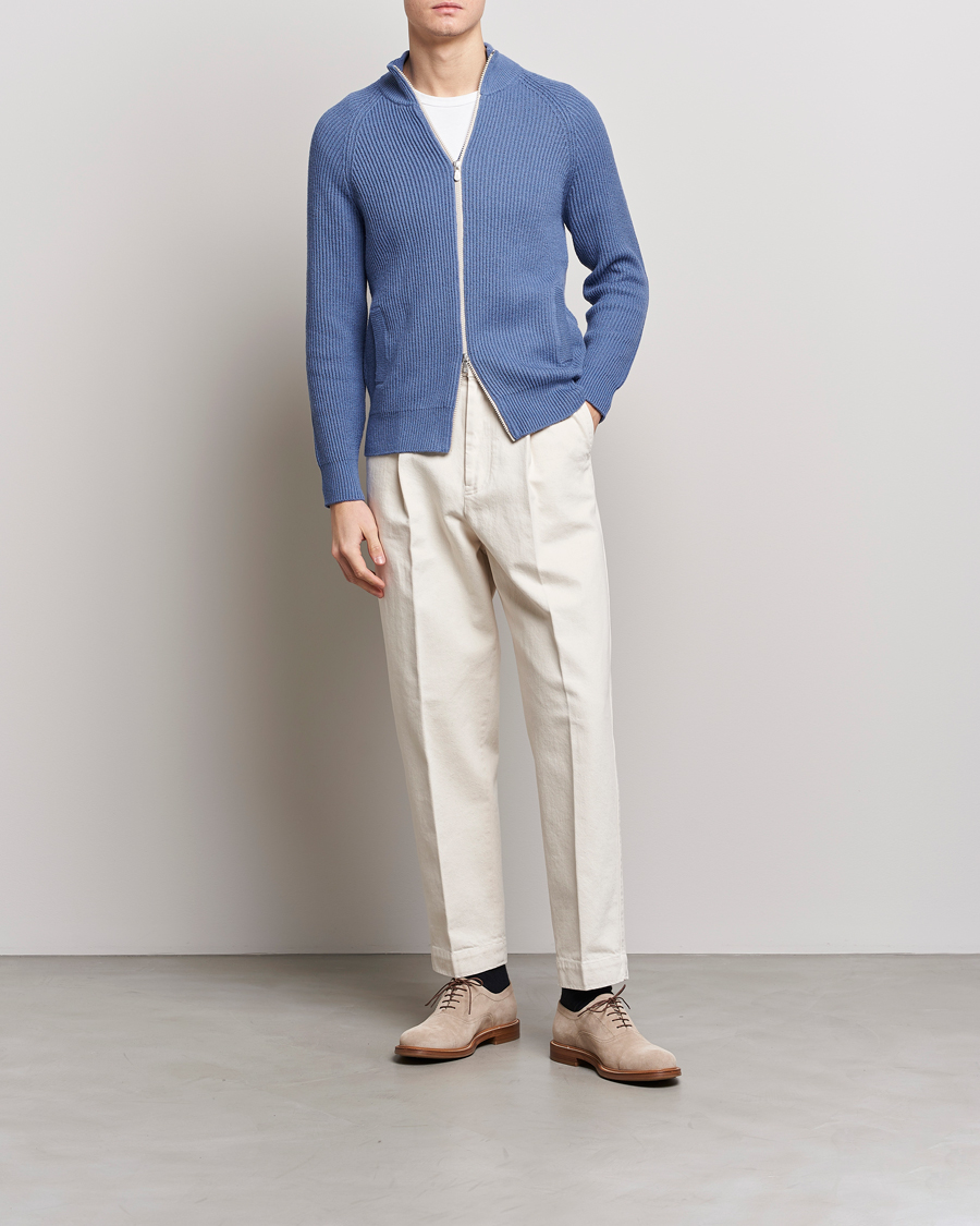 Herre | Gensere | Brunello Cucinelli | Heavy Zip Sweater Oxford Blue