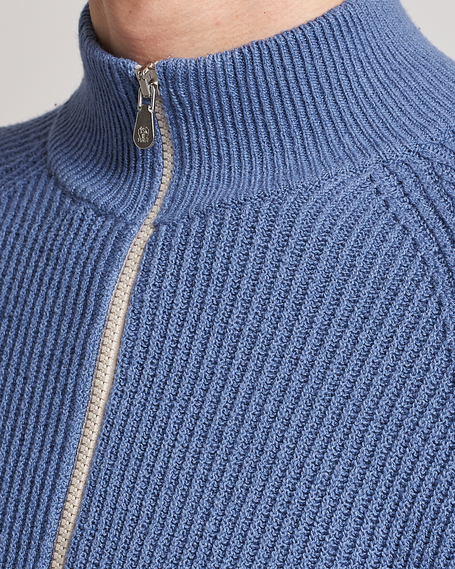 Herre | Gensere | Brunello Cucinelli | Heavy Zip Sweater Oxford Blue