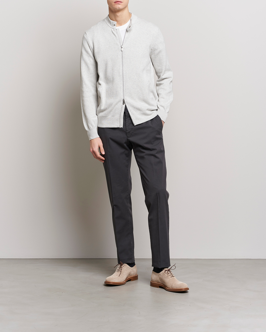 Herre | Gensere | Brunello Cucinelli | Knitted Zip Blouson Pearl Grey
