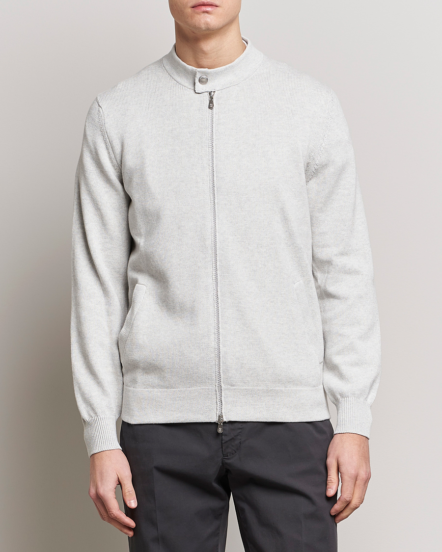 Herre | Gensere | Brunello Cucinelli | Knitted Zip Blouson Pearl Grey