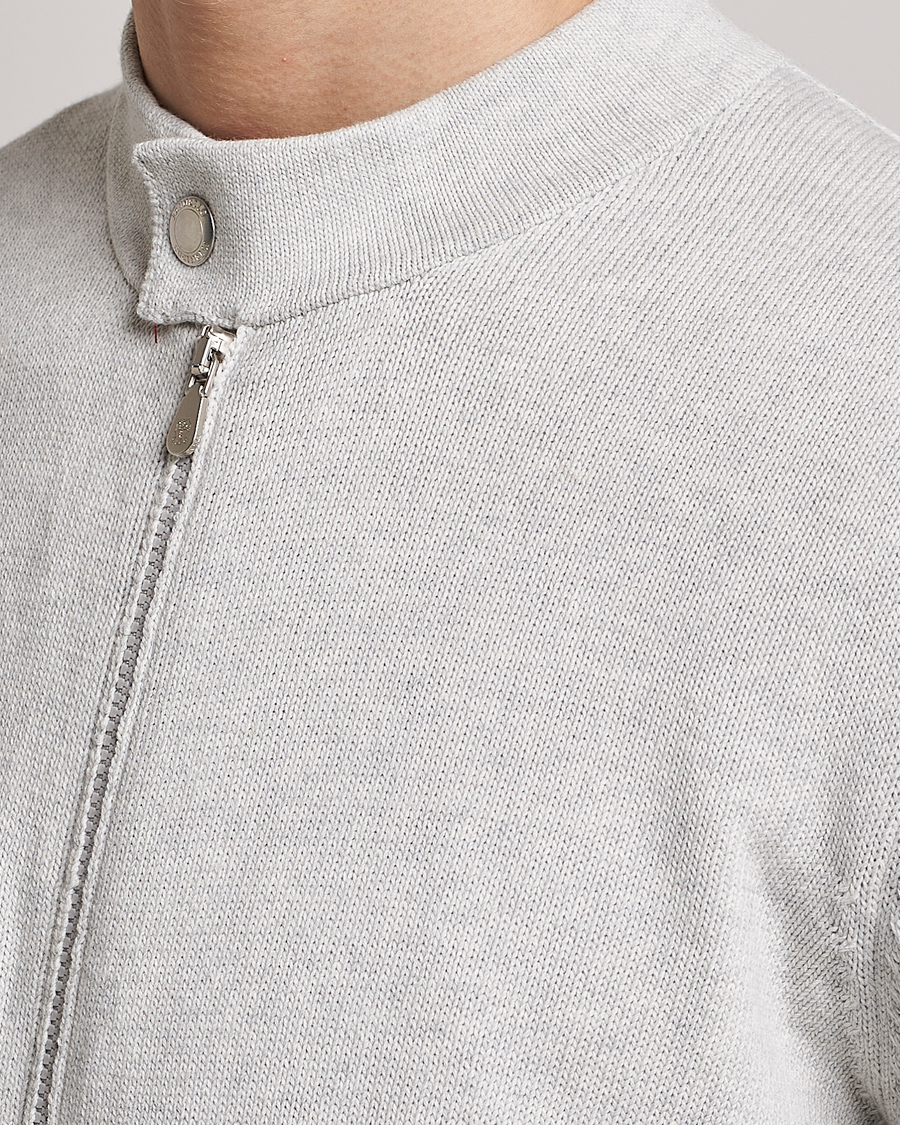 Herre | Gensere | Brunello Cucinelli | Knitted Zip Blouson Pearl Grey