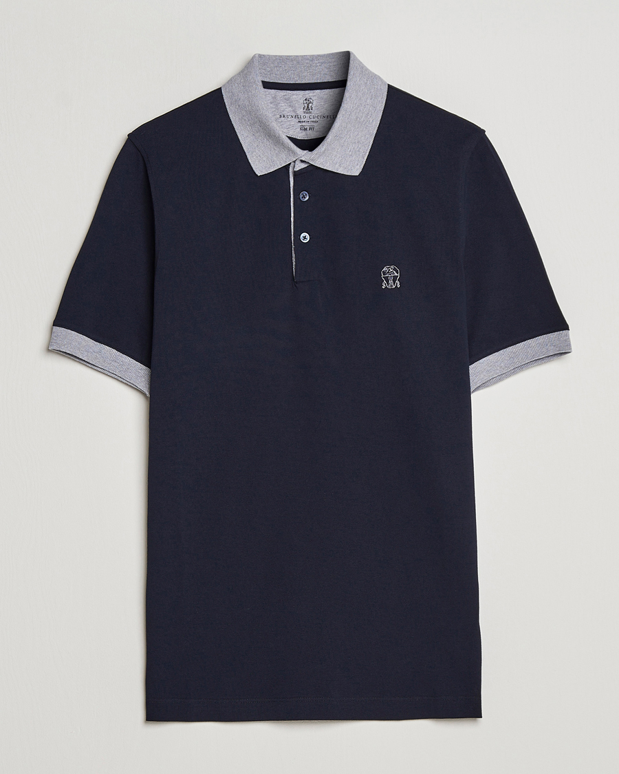 Herre | Pikéer | Brunello Cucinelli | Short Sleeve Polo Piquet Navy