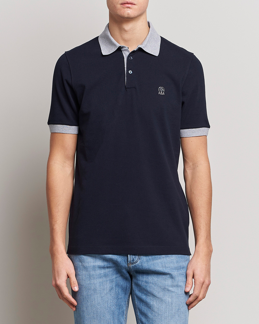 Herre | Pikéer | Brunello Cucinelli | Short Sleeve Polo Piquet Navy