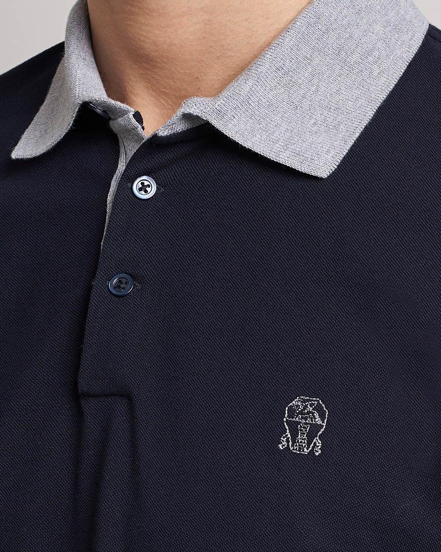 Herre | Pikéer | Brunello Cucinelli | Short Sleeve Polo Piquet Navy