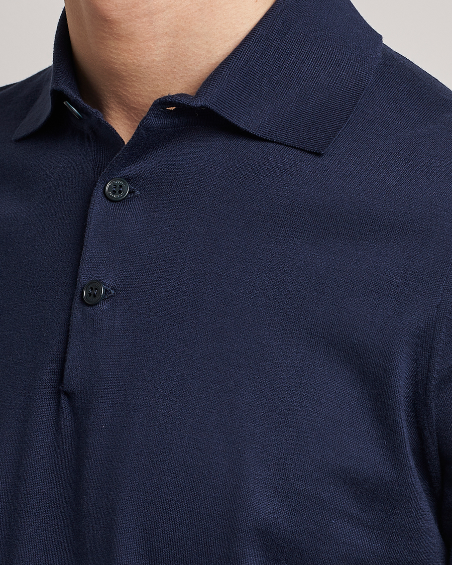 Herre | Pikéer | Brunello Cucinelli | Short Sleeve Knitted Polo Navy