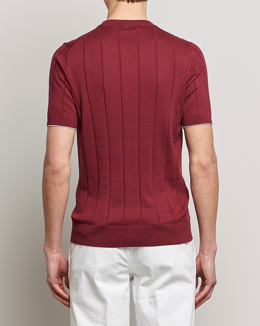 Herre | T-Shirts | Brunello Cucinelli | Rib Knitted T-Shirt Burgundy