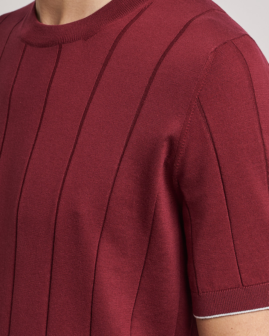 Herre | T-Shirts | Brunello Cucinelli | Rib Knitted T-Shirt Burgundy