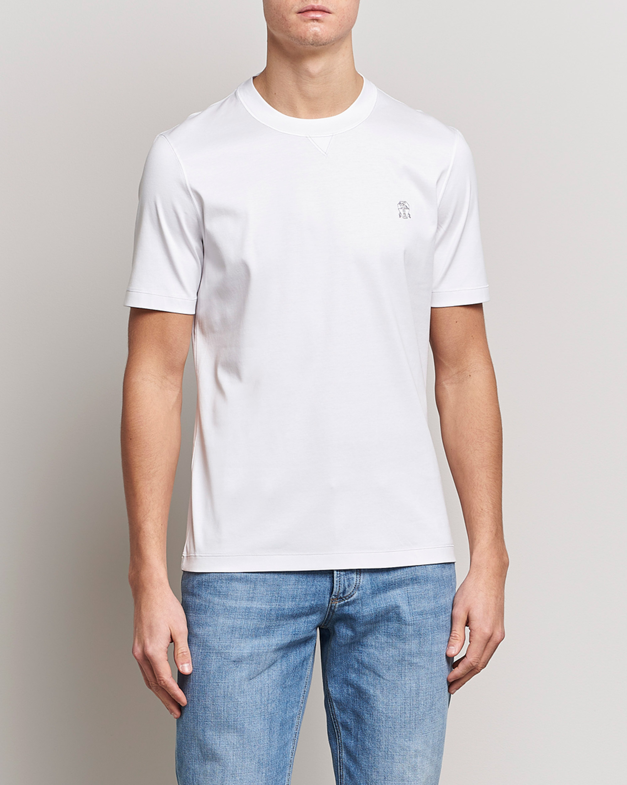 Herre | Hvite t-shirts | Brunello Cucinelli | Short Sleeve Logo T-shirt White