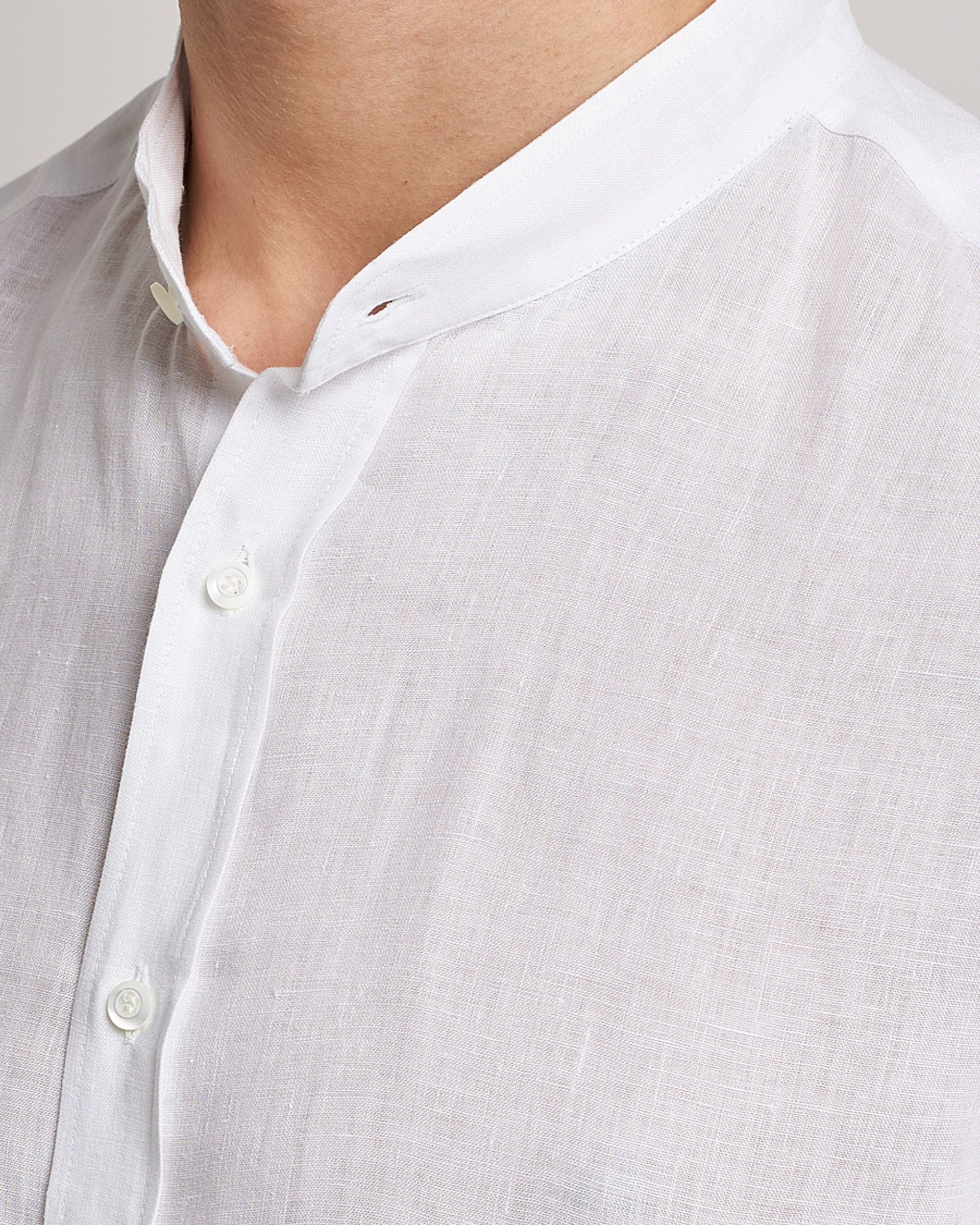 Herre | Skjorter | Brunello Cucinelli | Linen Guru Collar Shirt White