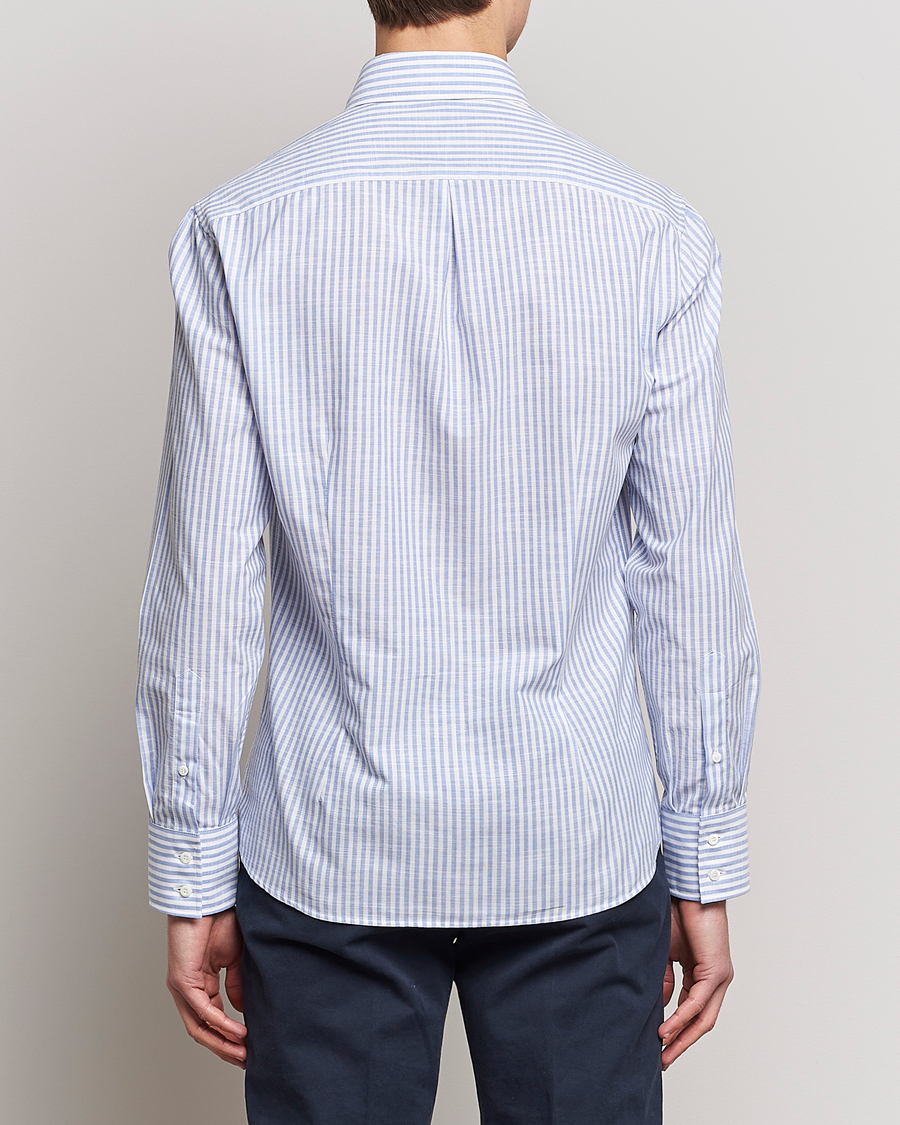 Herre | Skjorter | Brunello Cucinelli | Slim Fit Linen Striped Shirt Light Blue