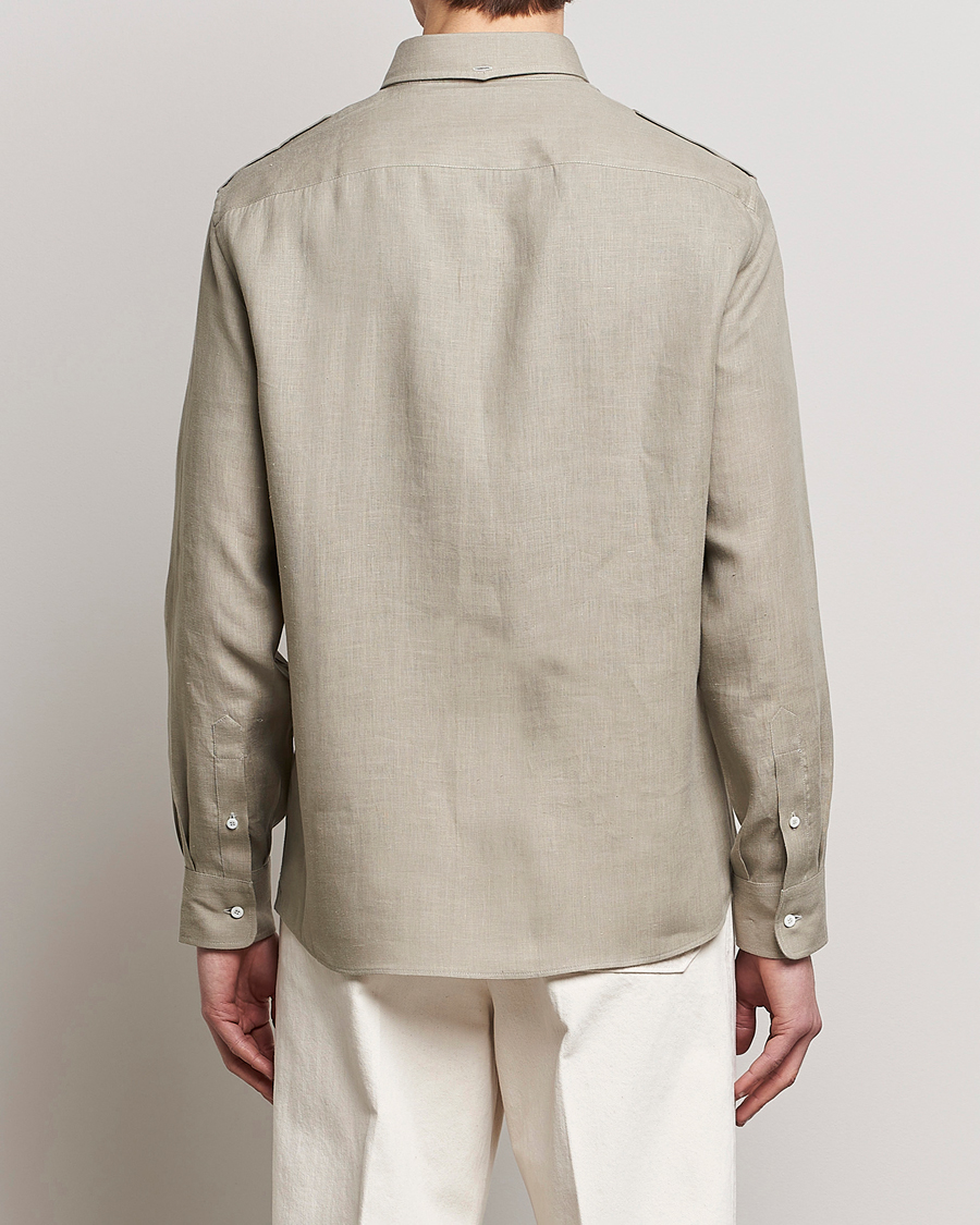 Herre | Skjorter | Brunello Cucinelli | Linen Canapa Safari Shirt Olive