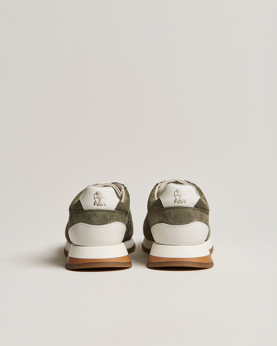 Herre | Brunello Cucinelli Perforated Running Sneakers Olive | Brunello Cucinelli | Perforated Running Sneakers Olive