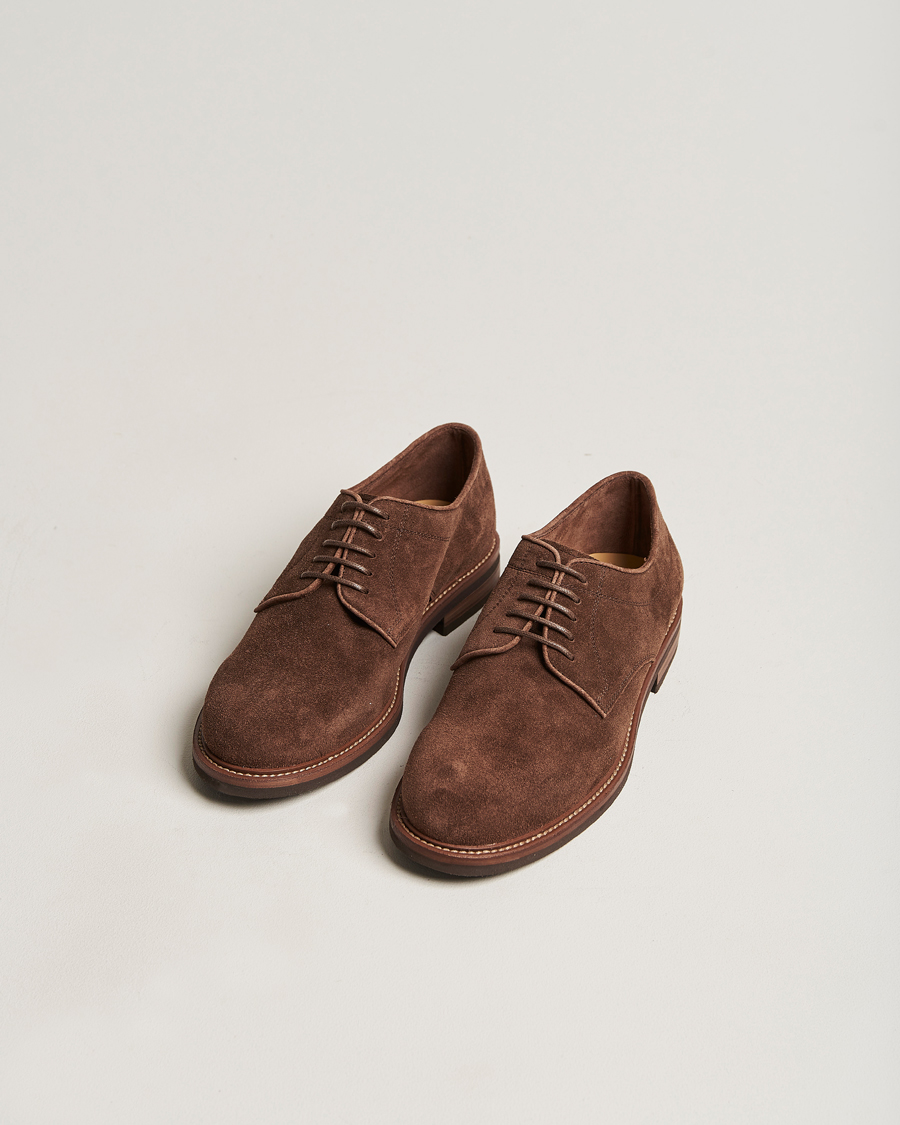 Herre | | Brunello Cucinelli | Plain Toe Derby Dark Brown Suede