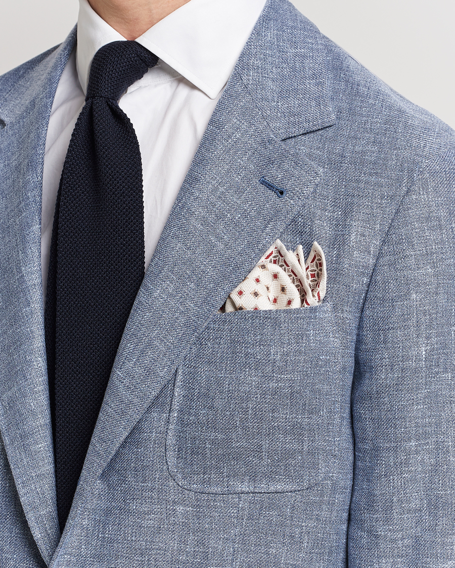 Herre | Lommetørklær | Brunello Cucinelli | Silk Pocket Square White/Red