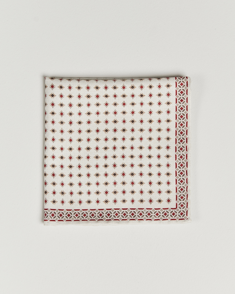 Herre | Brunello Cucinelli Silk Pocket Square White/Red | Brunello Cucinelli | Silk Pocket Square White/Red