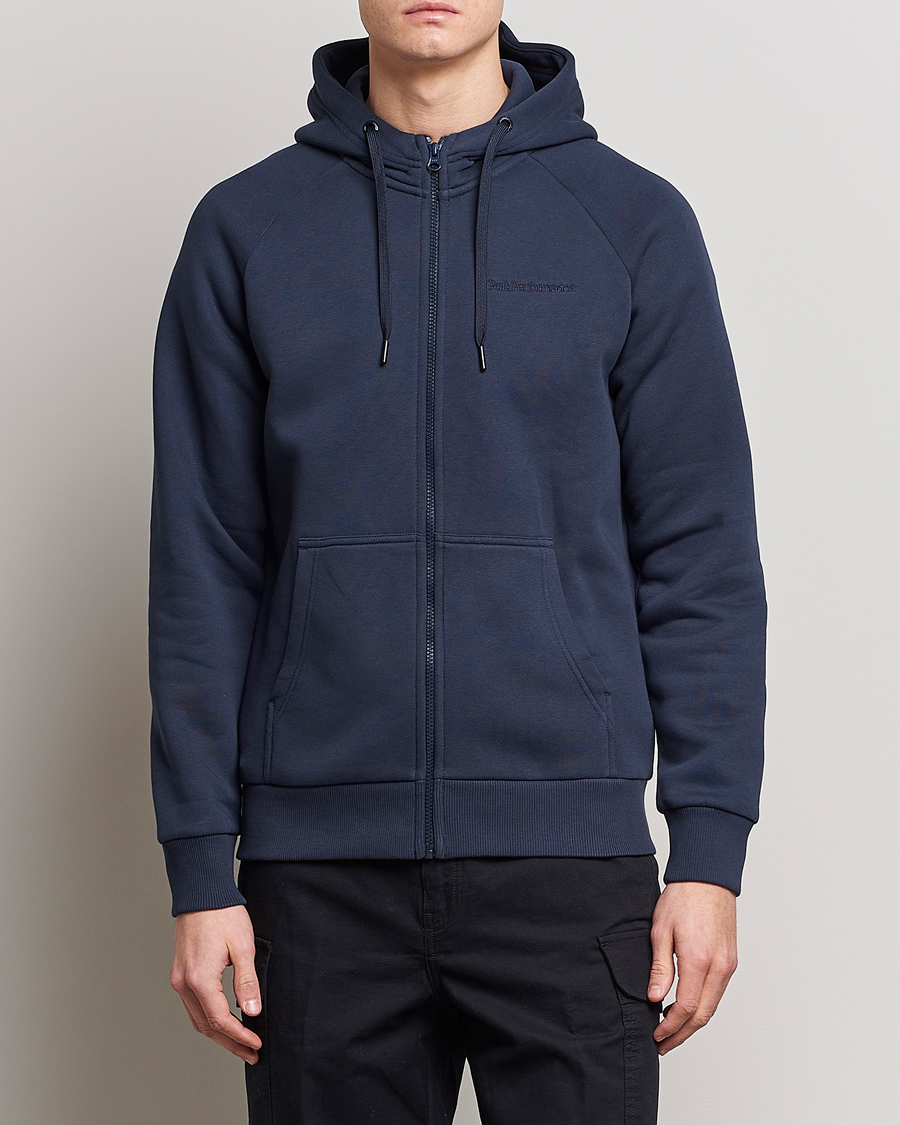Herre |  | Peak Performance | Original Logo Full Zip Hoodie Blue Shadow