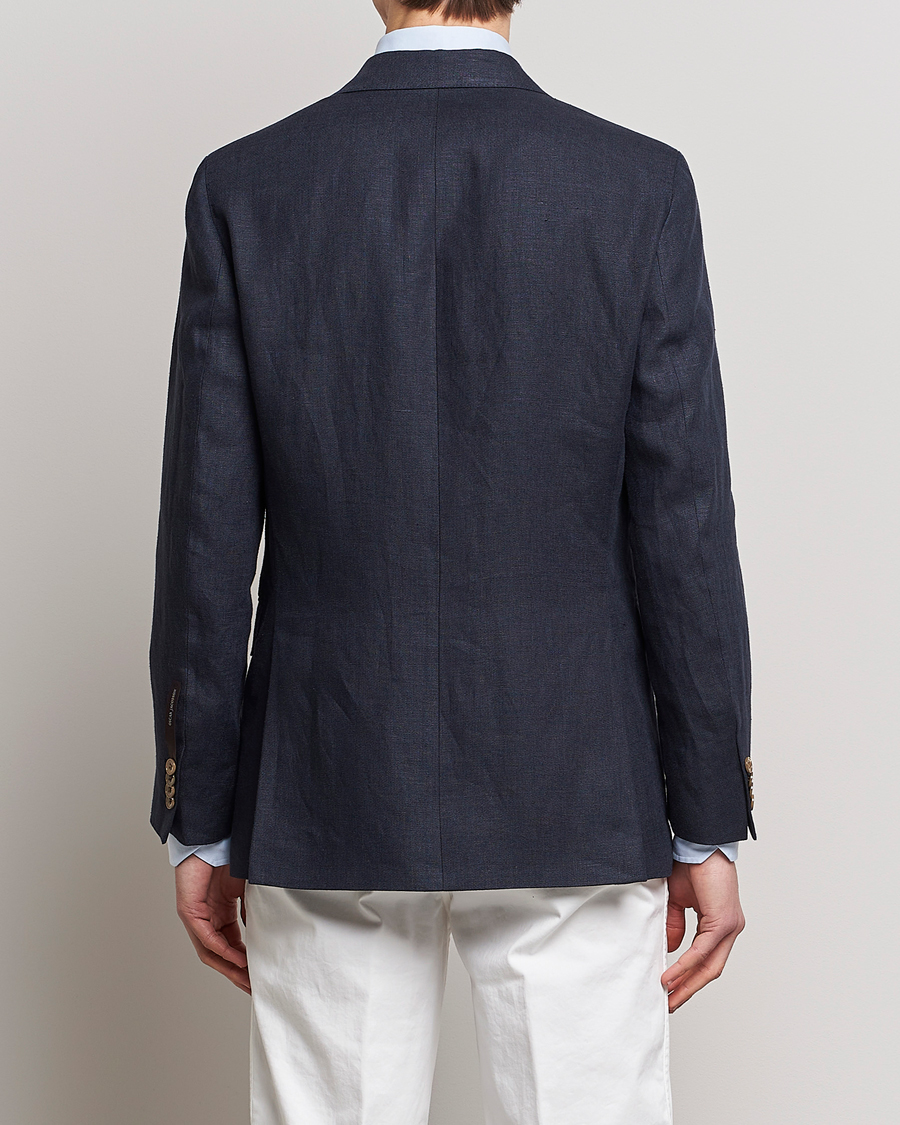 Herre | Dressjakker | Oscar Jacobson | Farris Double Breasted Linen Blazer Navy