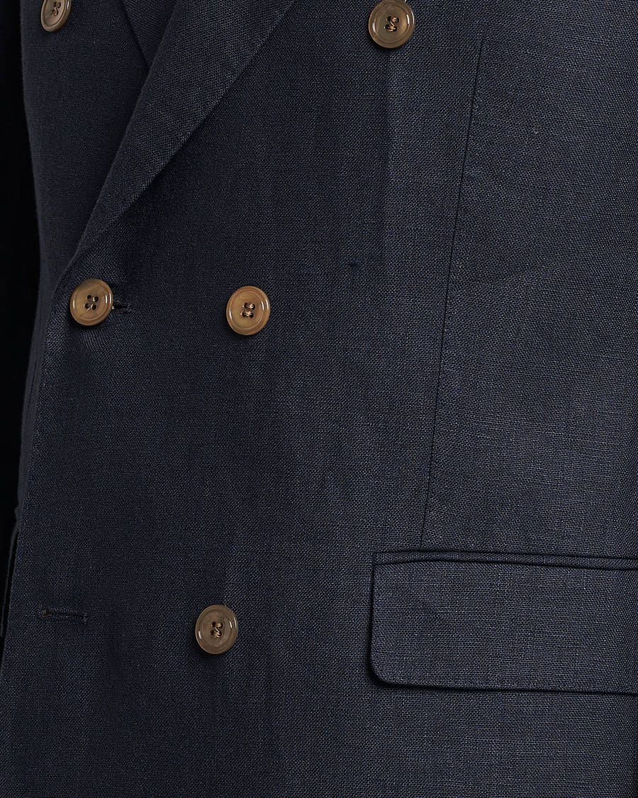 Herre | Dressjakker | Oscar Jacobson | Farris Double Breasted Linen Blazer Navy