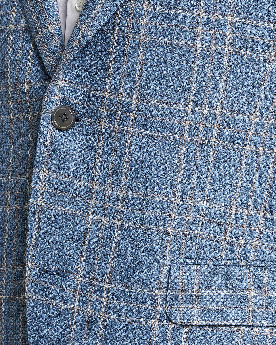 Herre | Dressjakker | Oscar Jacobson | Fogerty Soft Cotton/Linen/Wool Blazer Light Blue