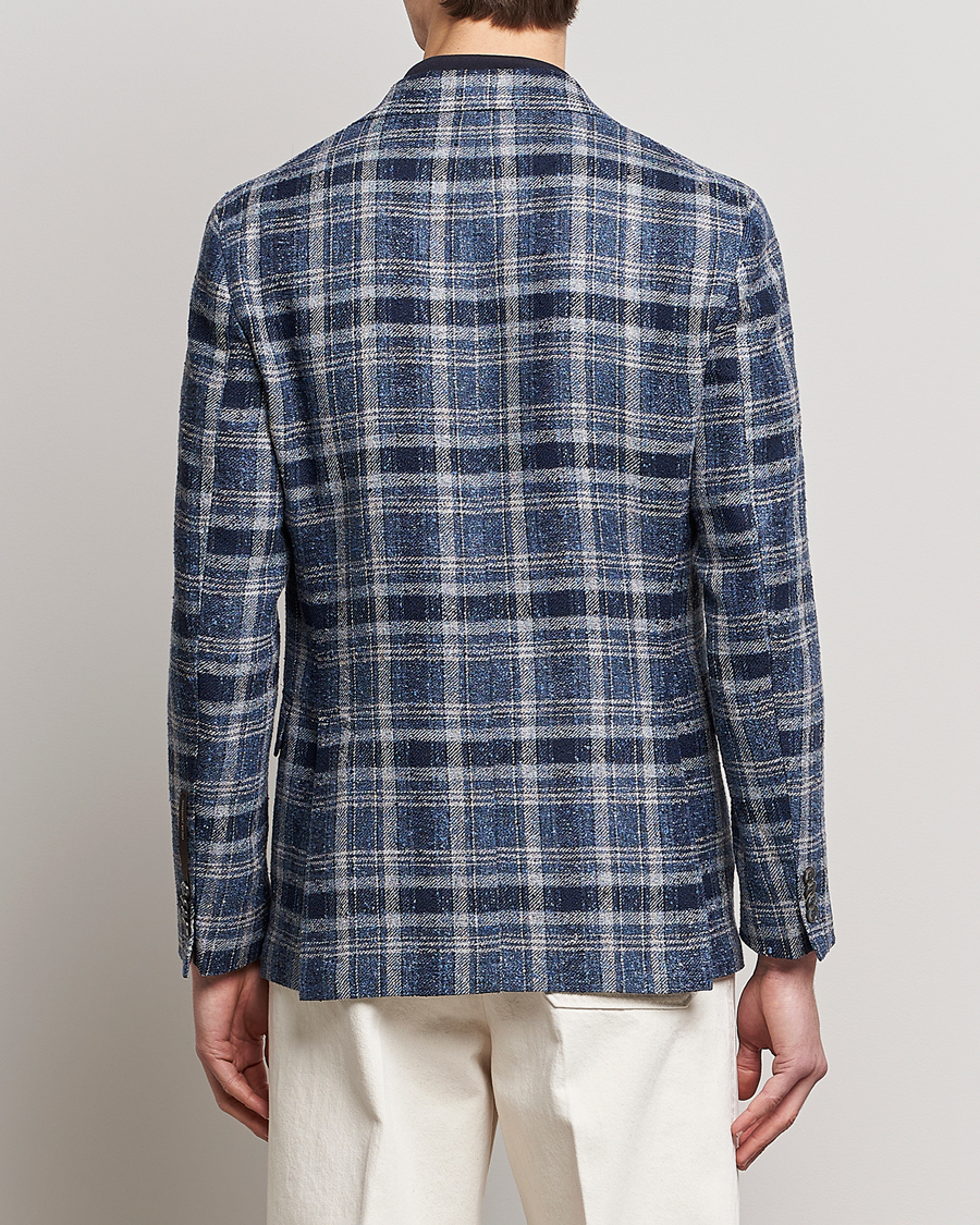 Herre | Dressjakker | Oscar Jacobson | Ferry Soft Checked Linen Blazer Blue