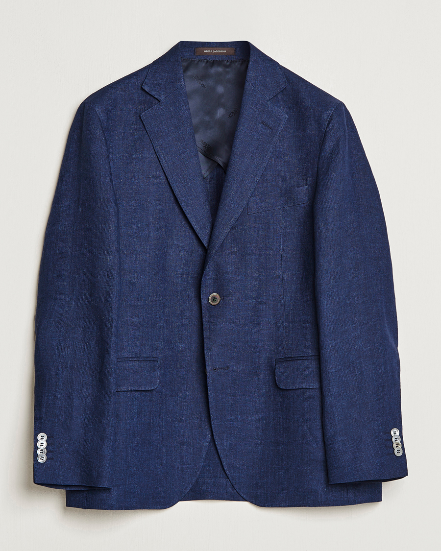 Herre | Dressjakker | Oscar Jacobson | Ferry Soft Linen Blazer Navy