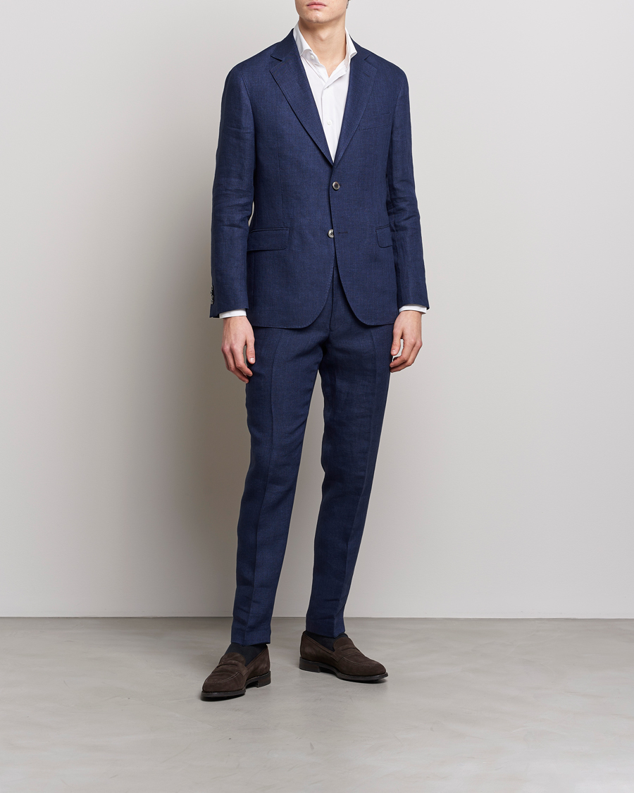 Herre | Dressjakker | Oscar Jacobson | Ferry Soft Linen Blazer Navy