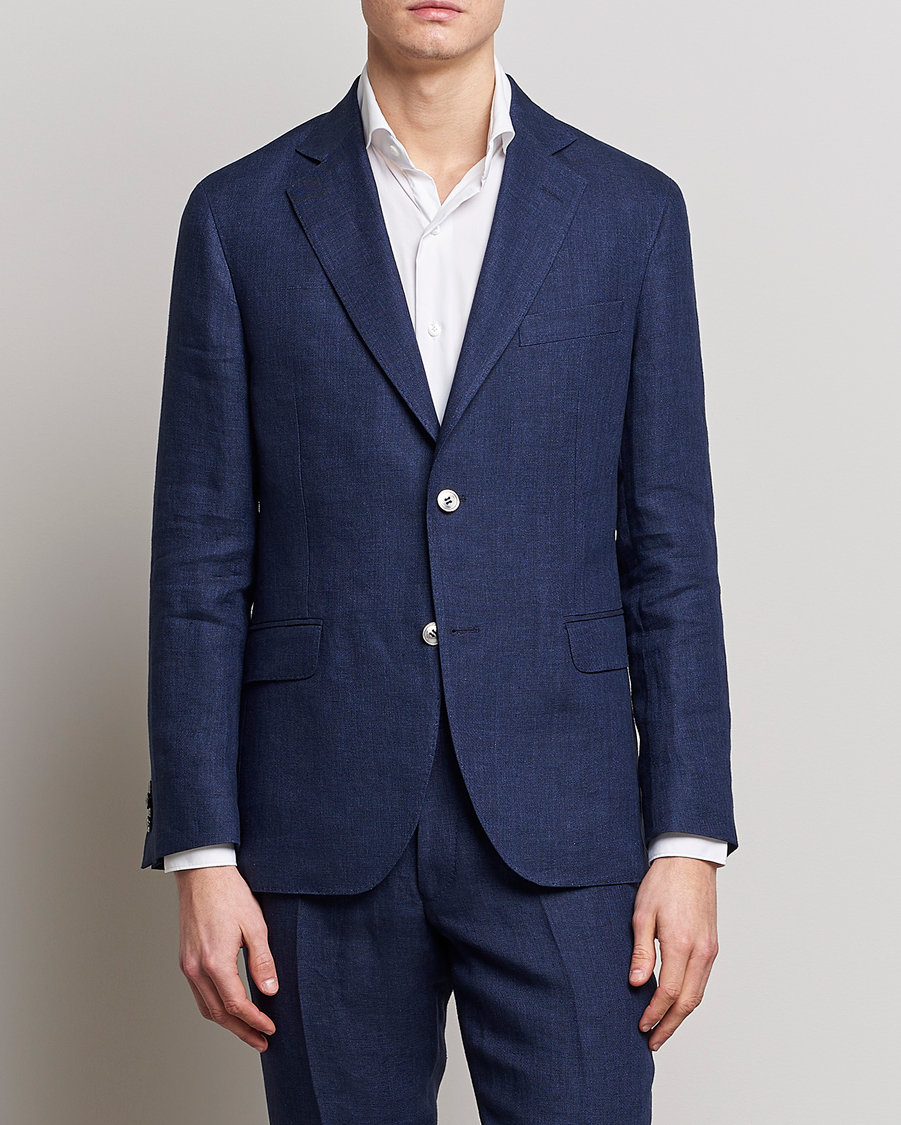 Herre | Dressjakker | Oscar Jacobson | Ferry Soft Linen Blazer Navy