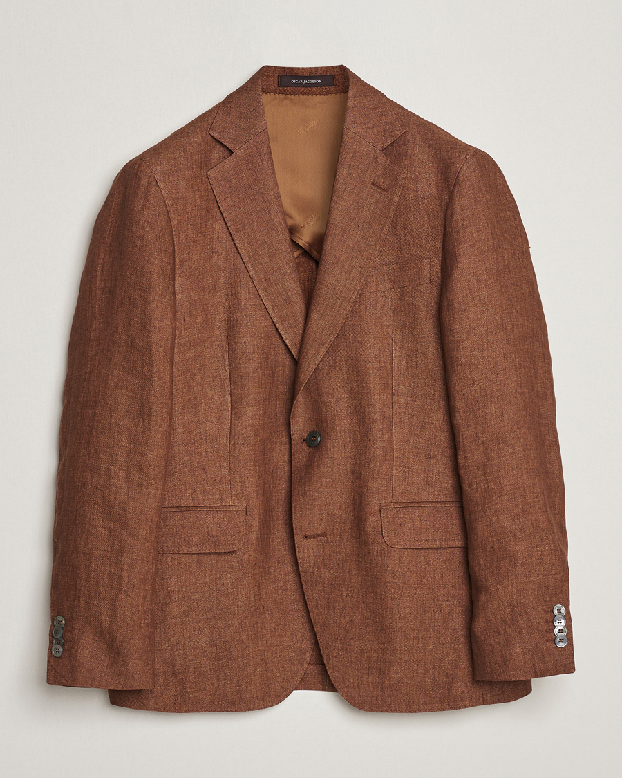 Herre | Dressjakker | Oscar Jacobson | Ferry Soft Linen Blazer Brown