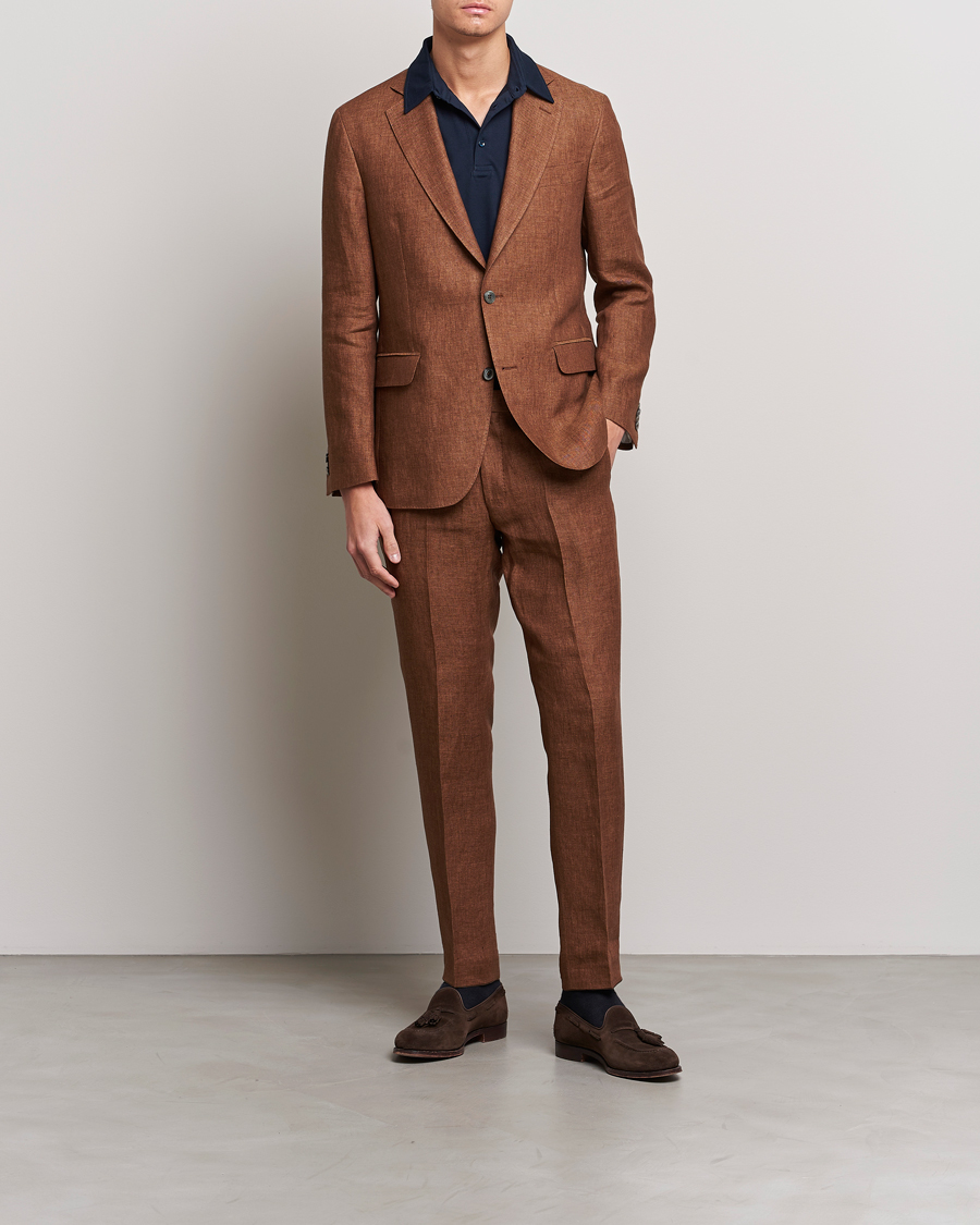 Herre | Dressjakker | Oscar Jacobson | Ferry Soft Linen Blazer Brown