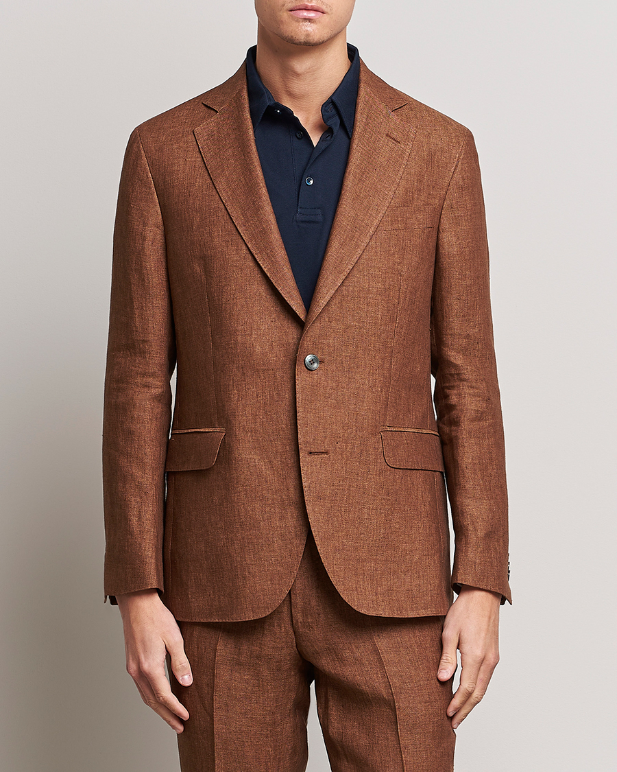 Herre |  | Oscar Jacobson | Ferry Soft Linen Blazer Brown