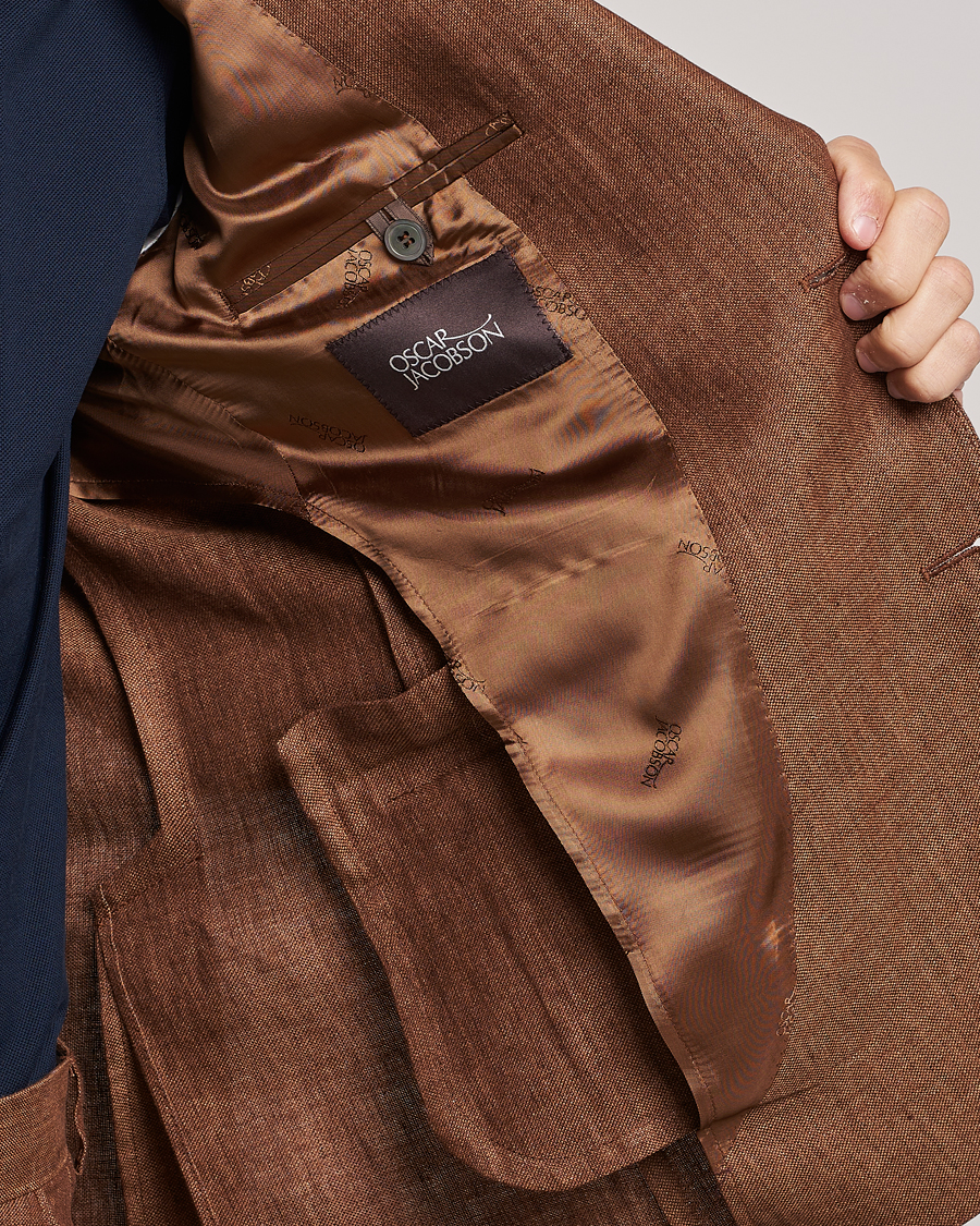 Herre | Dressjakker | Oscar Jacobson | Ferry Soft Linen Blazer Brown