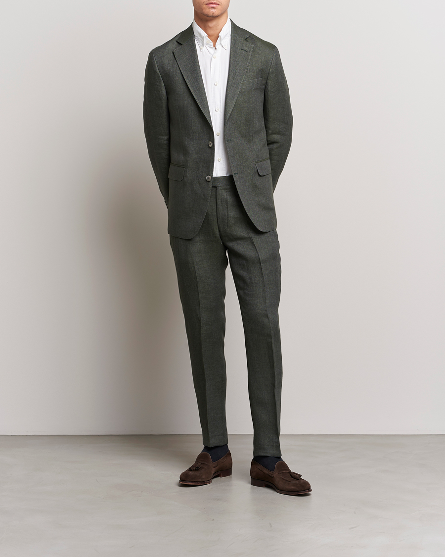 Herre | Dressjakker | Oscar Jacobson | Ferry Soft Linen Blazer Green