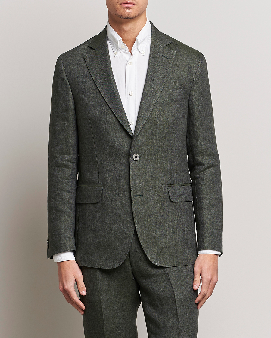 Herre | Dressjakker | Oscar Jacobson | Ferry Soft Linen Blazer Green