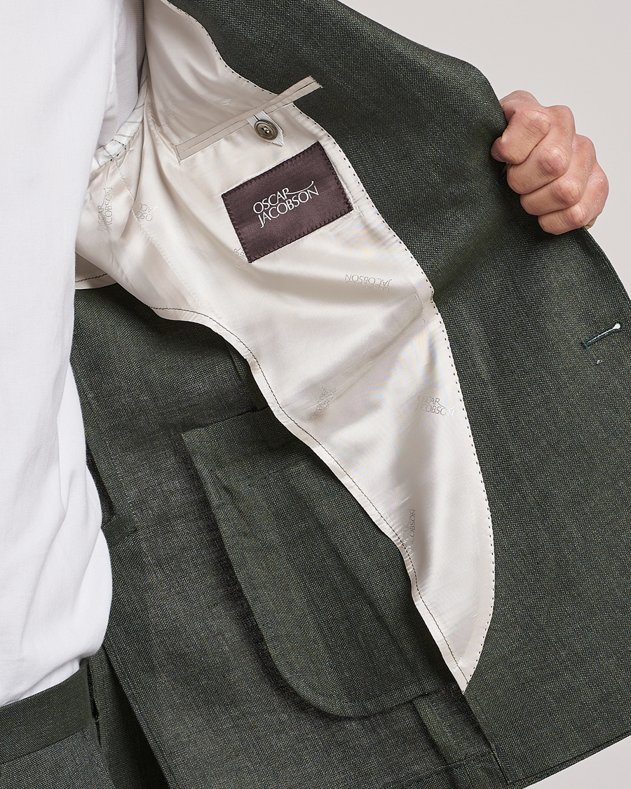 Herre | Dressjakker | Oscar Jacobson | Ferry Soft Linen Blazer Green