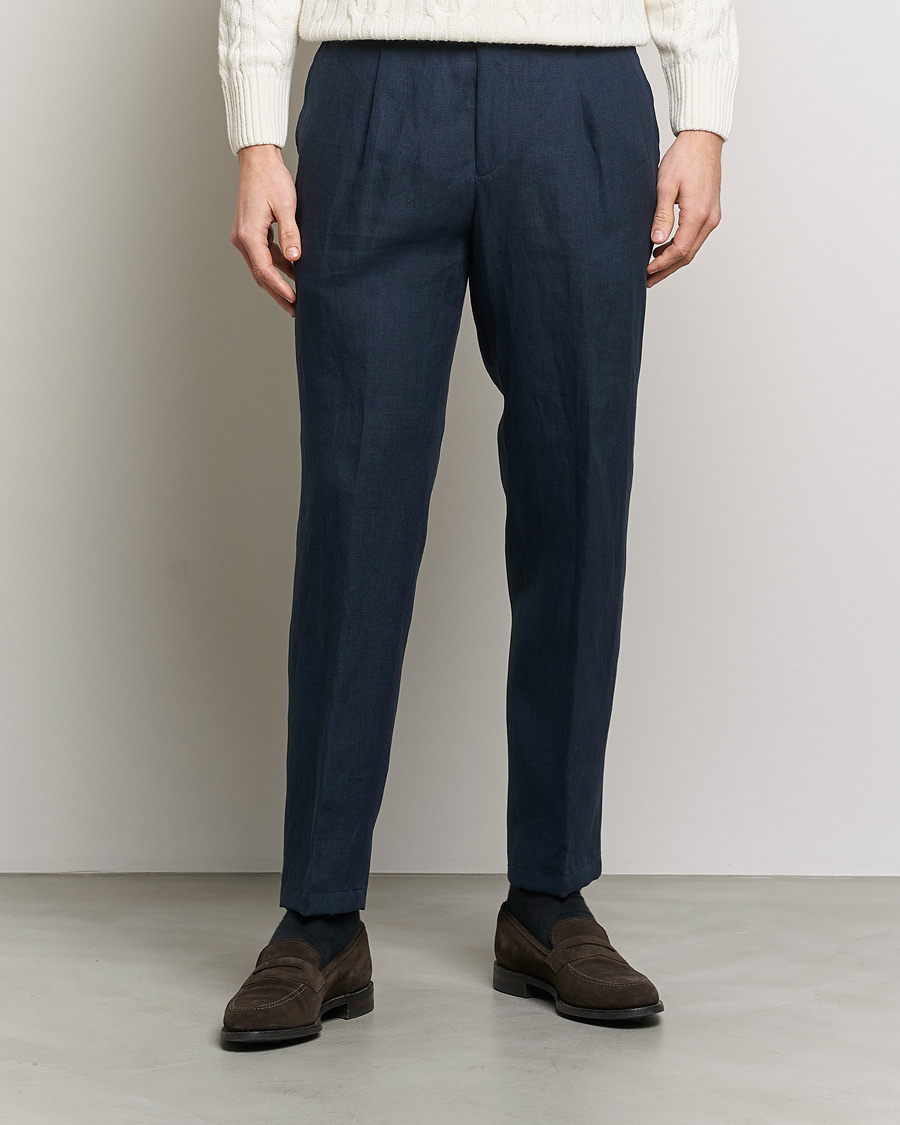 Herre |  | Oscar Jacobson | Delon Linen Trousers Navy