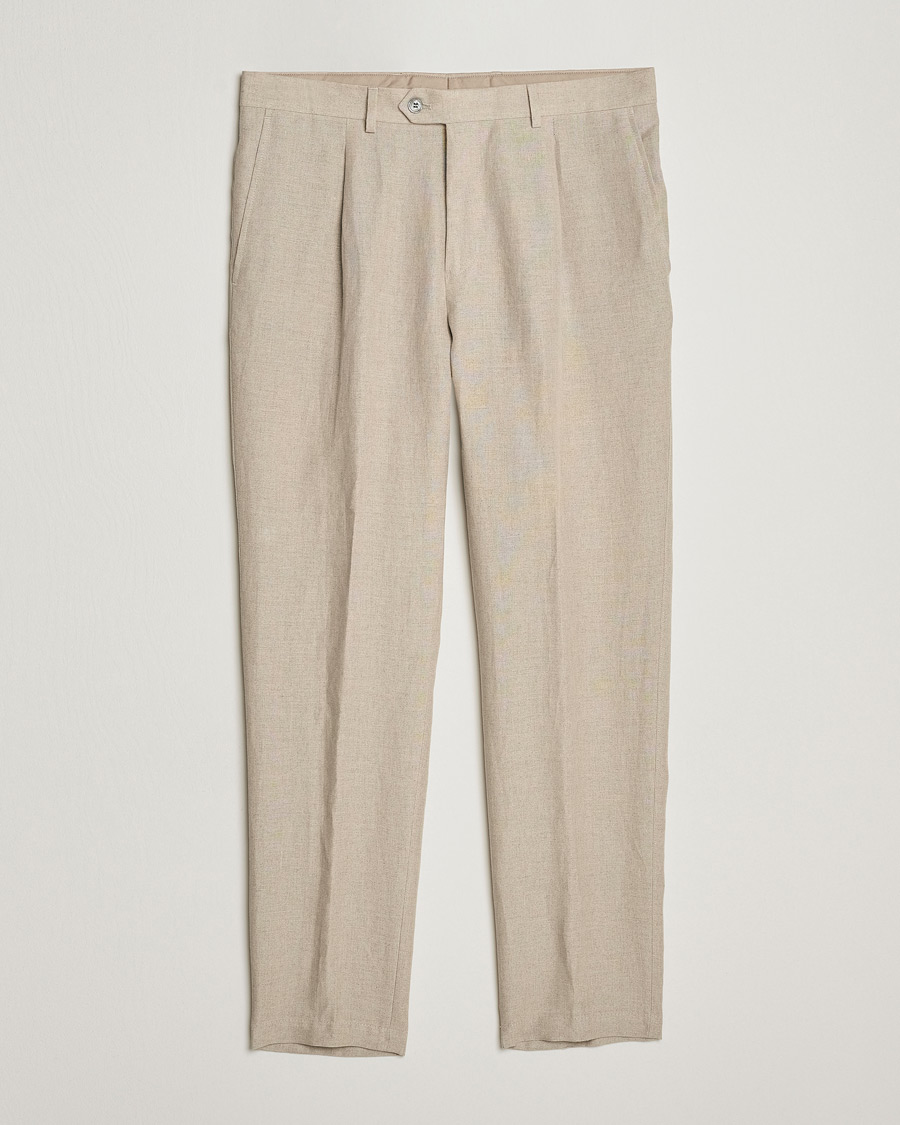 Herre | Bukser | Oscar Jacobson | Delon Linen Trousers Beige