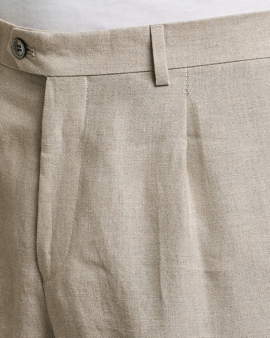 Herre | Bukser | Oscar Jacobson | Delon Linen Trousers Beige