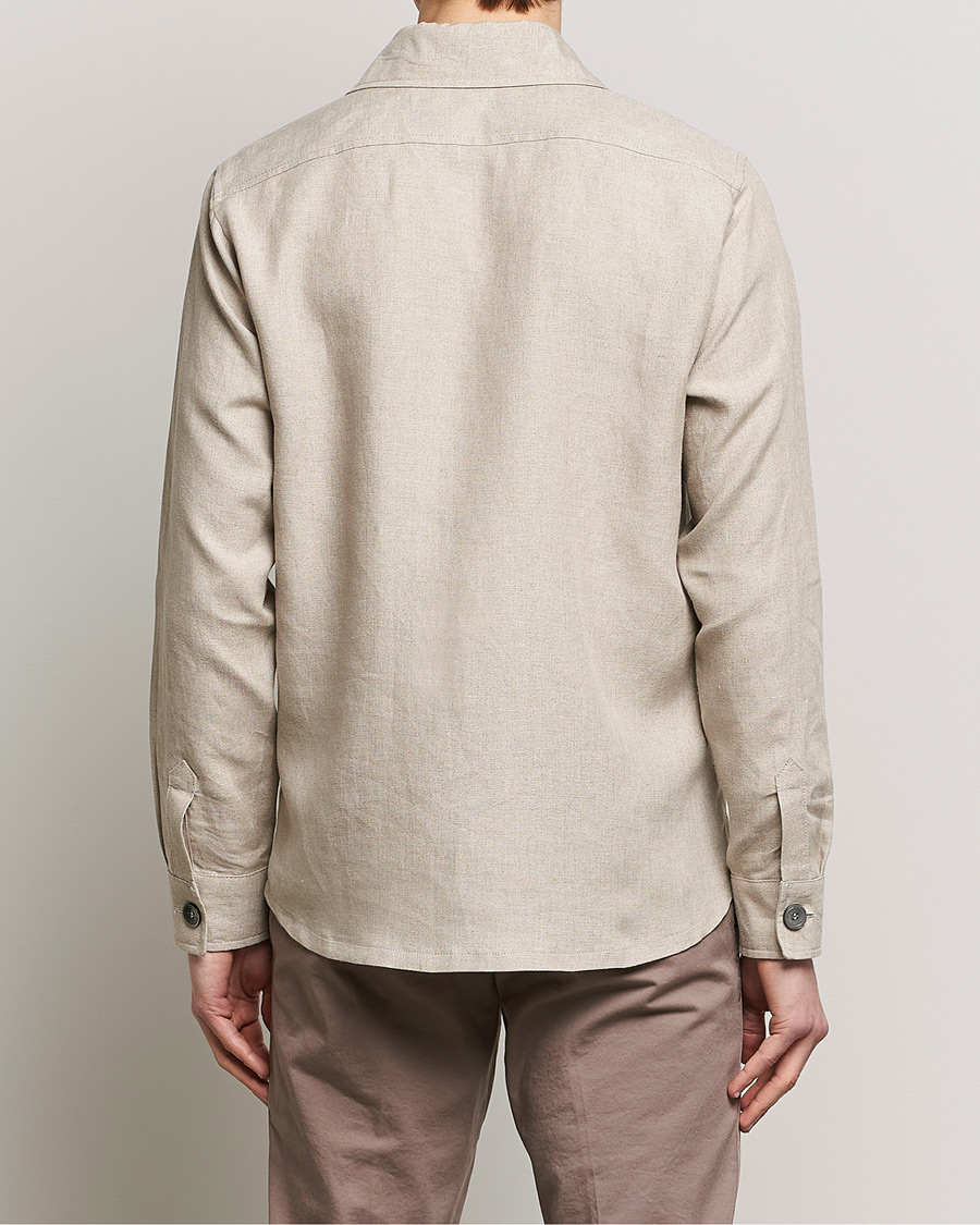 Herre | Skjorter | Oscar Jacobson | Maverick Linen Shirt Jacket Beige