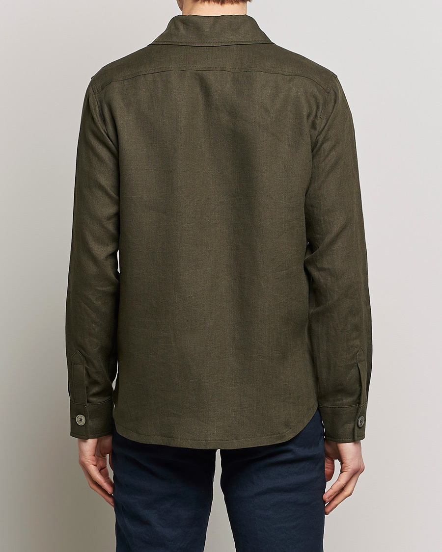 Herre | Skjorter | Oscar Jacobson | Maverick Linen Shirt Jacket Olive