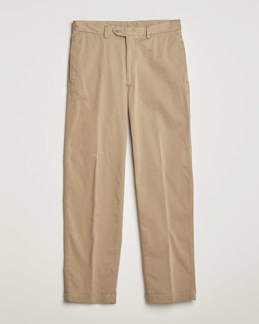 Herre | Bukser | Oscar Jacobson | Tanker Pleat Cotton Trousers Beige