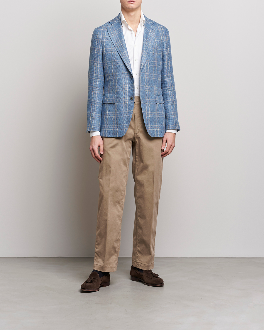 Herre | Bukser | Oscar Jacobson | Tanker Pleat Cotton Trousers Beige
