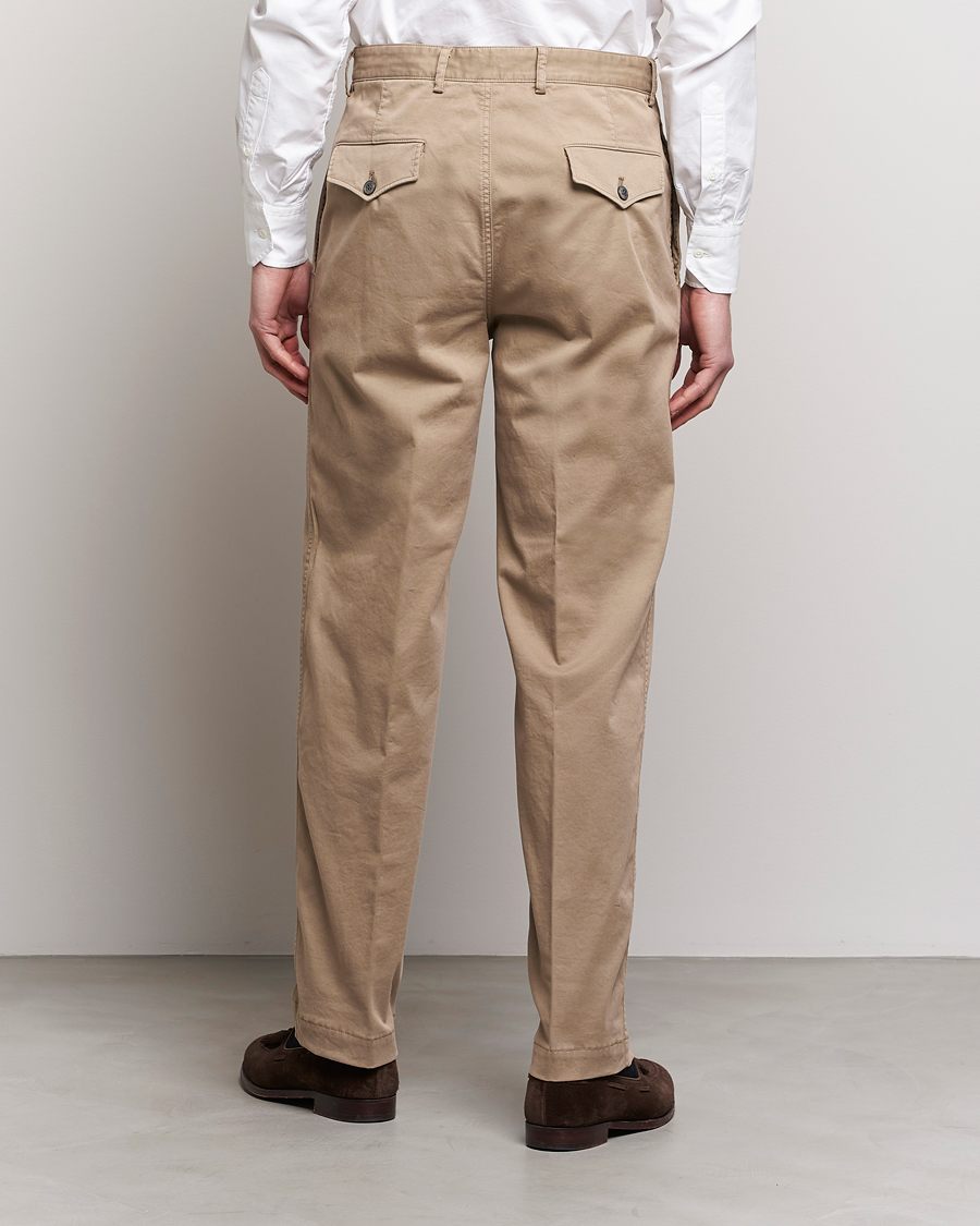 Herre | Bukser | Oscar Jacobson | Tanker Pleat Cotton Trousers Beige