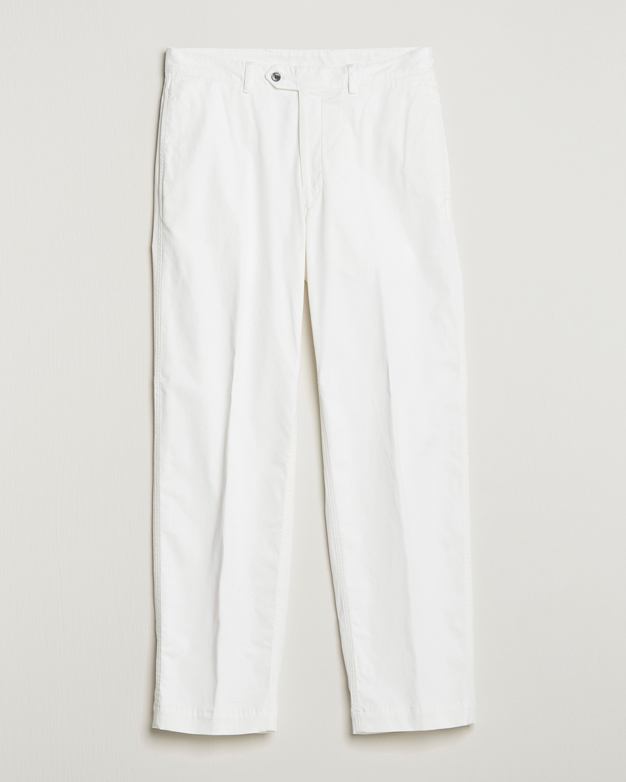 Herre | Bukser | Oscar Jacobson | Tanker Pleat Cotton Trousers Off White