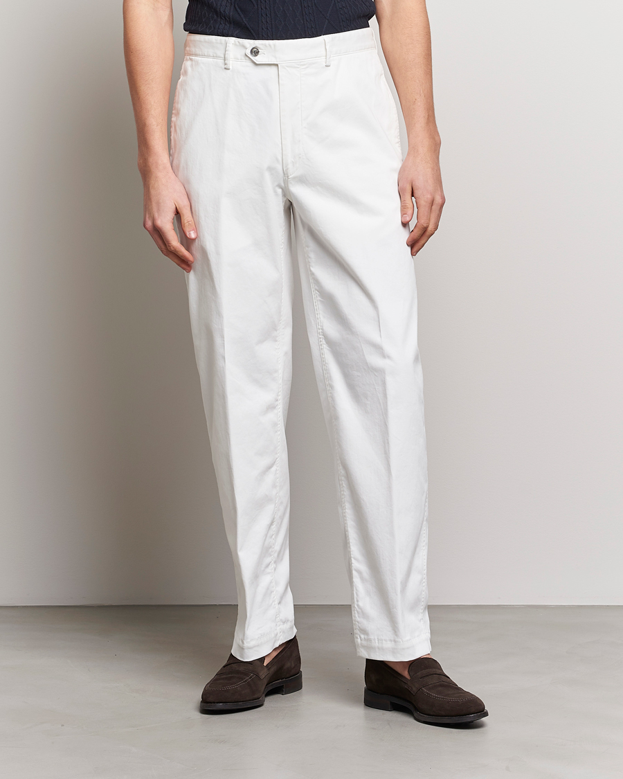 Herre | | Oscar Jacobson | Tanker Pleat Cotton Trousers Off White