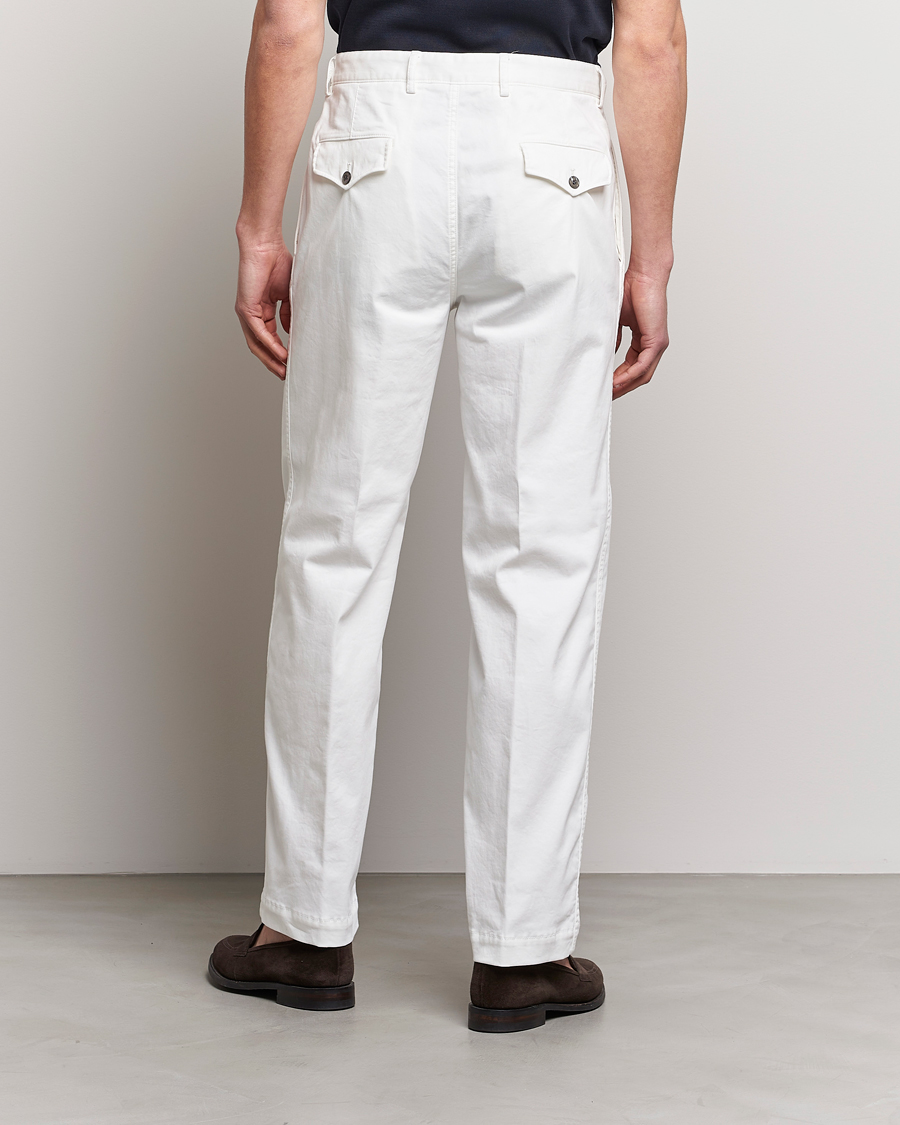 Herre | Bukser | Oscar Jacobson | Tanker Pleat Cotton Trousers Off White