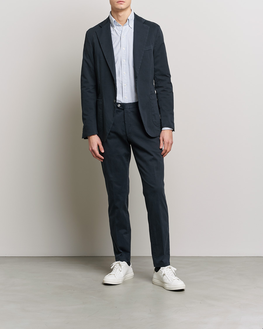Herre | Bukser | Oscar Jacobson | Denz Casual Cotton Trousers Navy