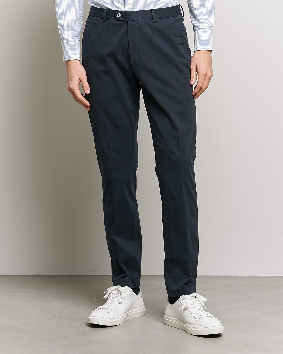 Herre | Bukser | Oscar Jacobson | Denz Casual Cotton Trousers Navy