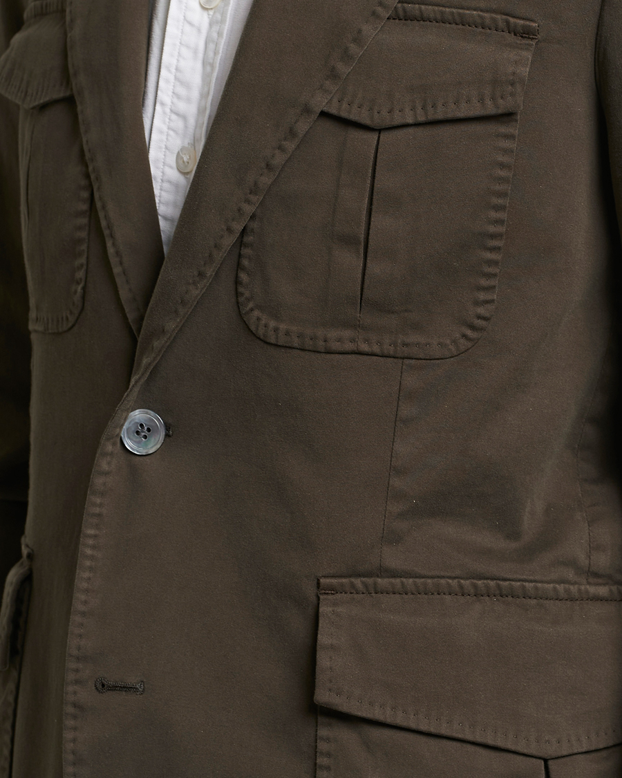 Herre | Dressjakker | Oscar Jacobson | Friso Cotton Safari Blazer Dark Green